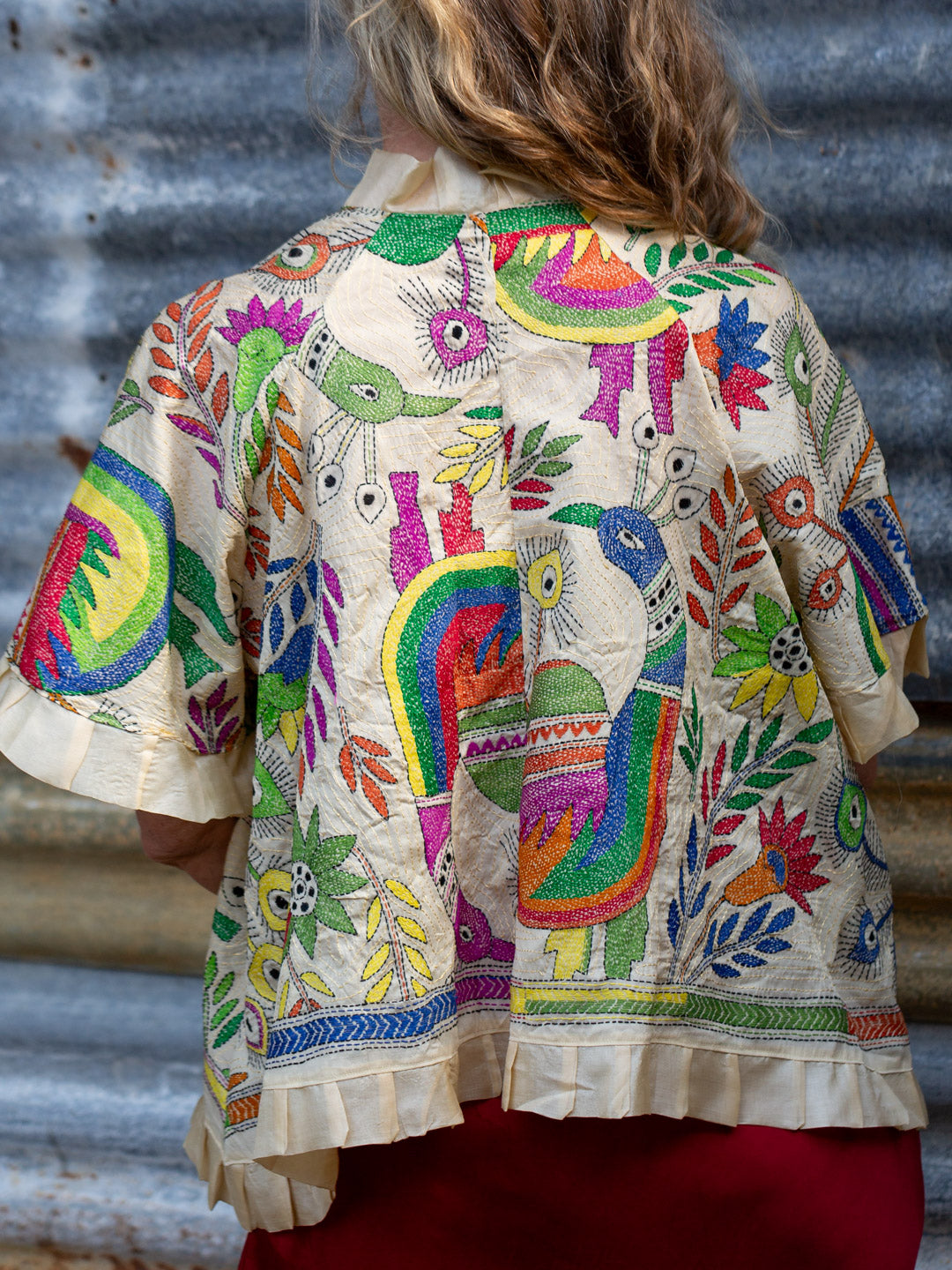 Shibui Silk Jacket. Peacocks Garden 2. Free Size