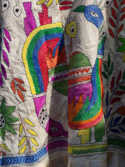 Shibui Silk Jacket. Peacocks Garden 2. Free Size