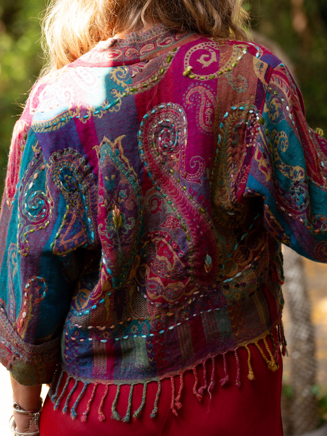 Kashmiri soft fringed wool jacket. Secret Garden Size 12