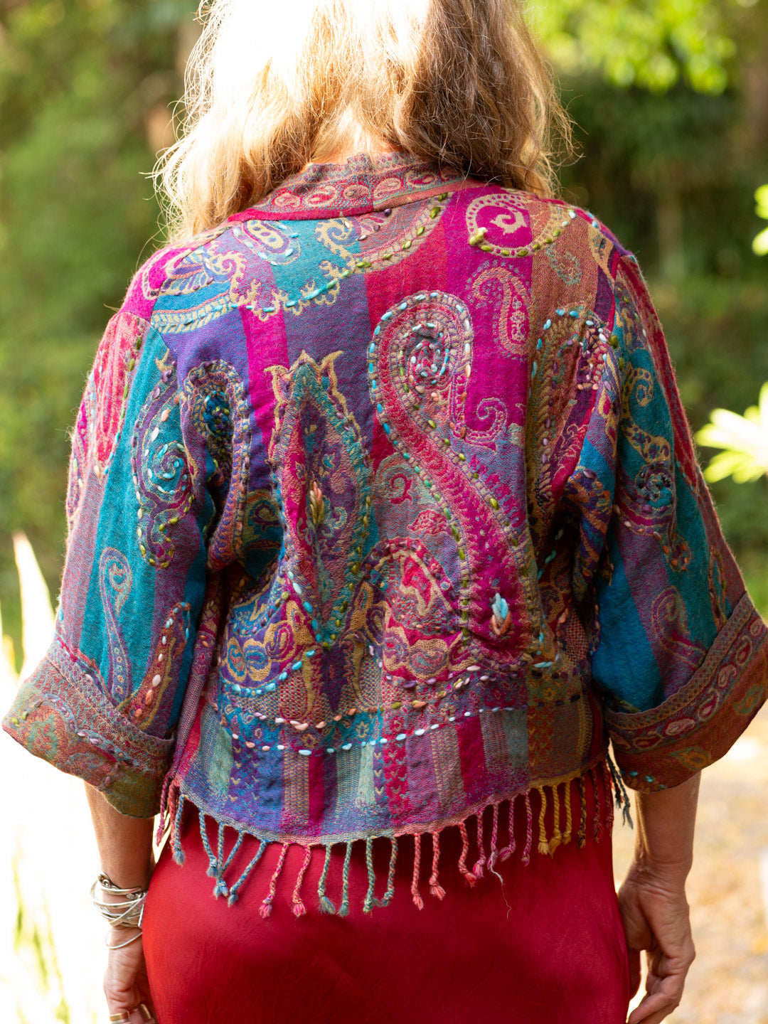 Kashmiri soft fringed wool jacket. Secret Garden Size 12