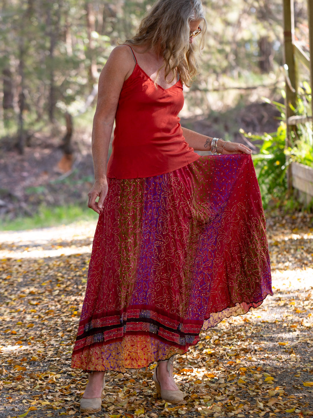 Silk Circle Skirt 'Volcanic'