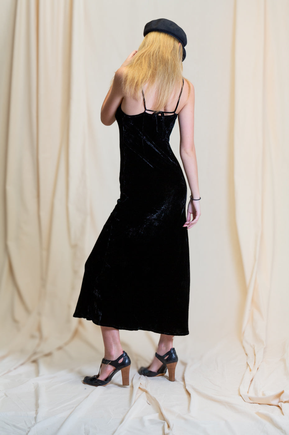 Silk Velvet Slip Maxi Black