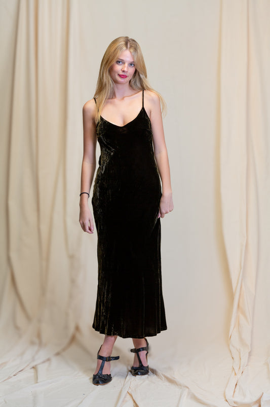 Silk Velvet Slip Maxi Chocolate