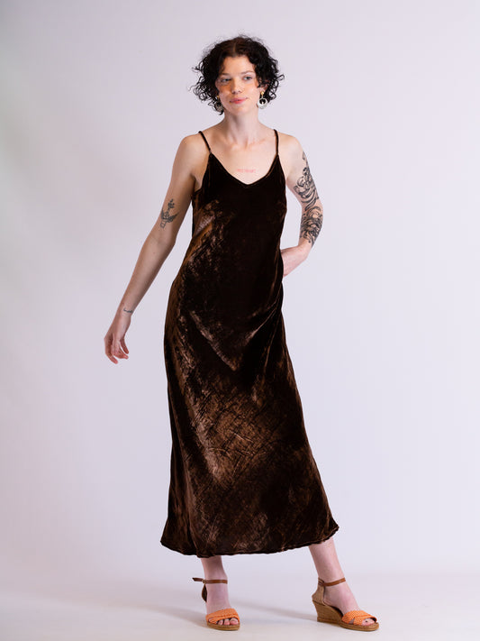 Silk Velvet Slip Maxi Dark Chocolate
