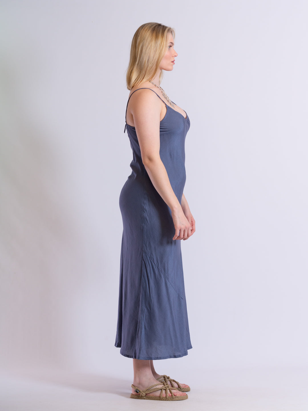 Marilyn Slip Maxi Blue Steel