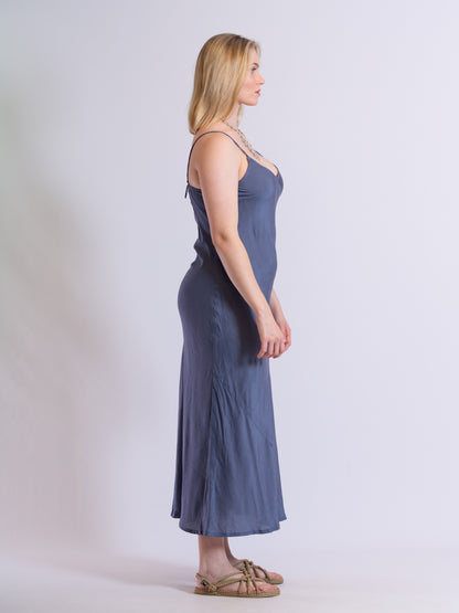 Marilyn Slip Maxi Blue Steel