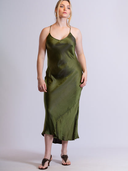 Amy Low Back Dress Dark Olive