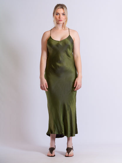 Amy Low Back Dress Dark Olive