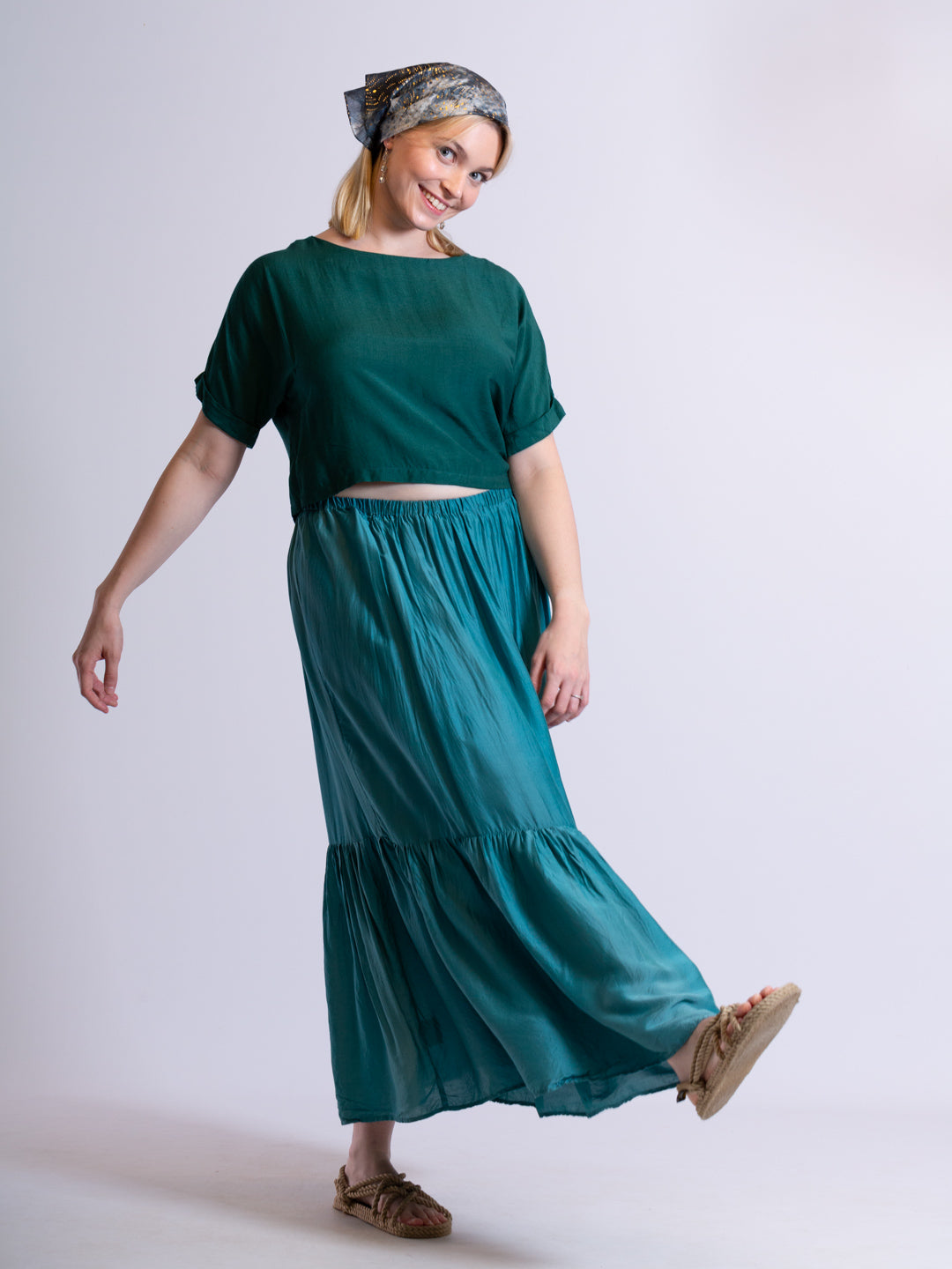 Silk Tiered Skirt