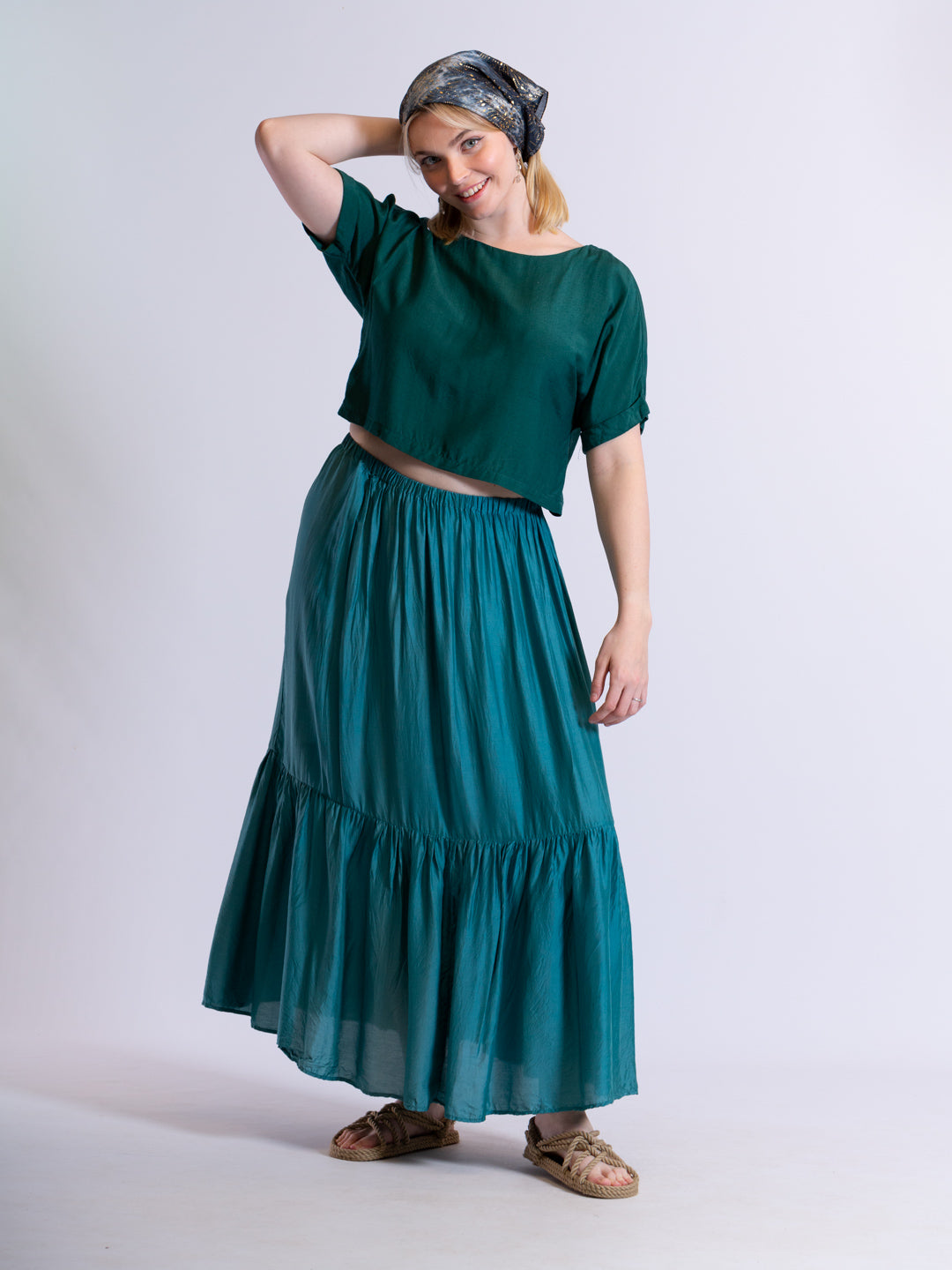 Silk Tiered Skirt
