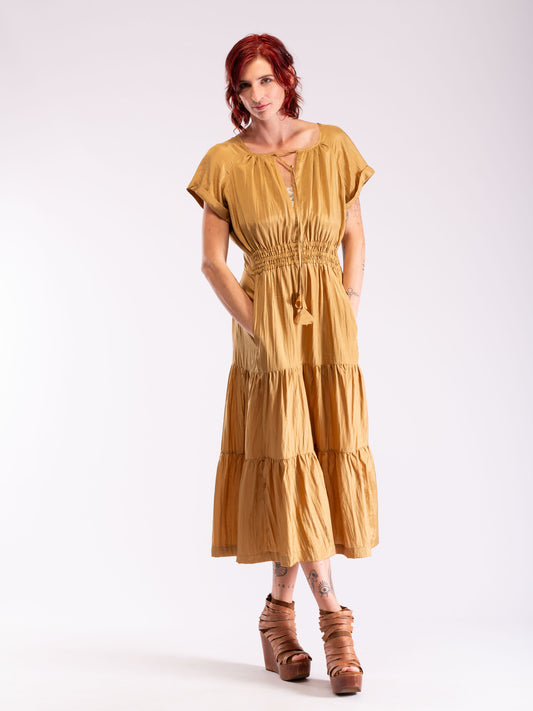 pure silk tiered dress