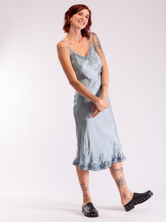 Marilyn Luxe Silk Satin Slip Dove Long