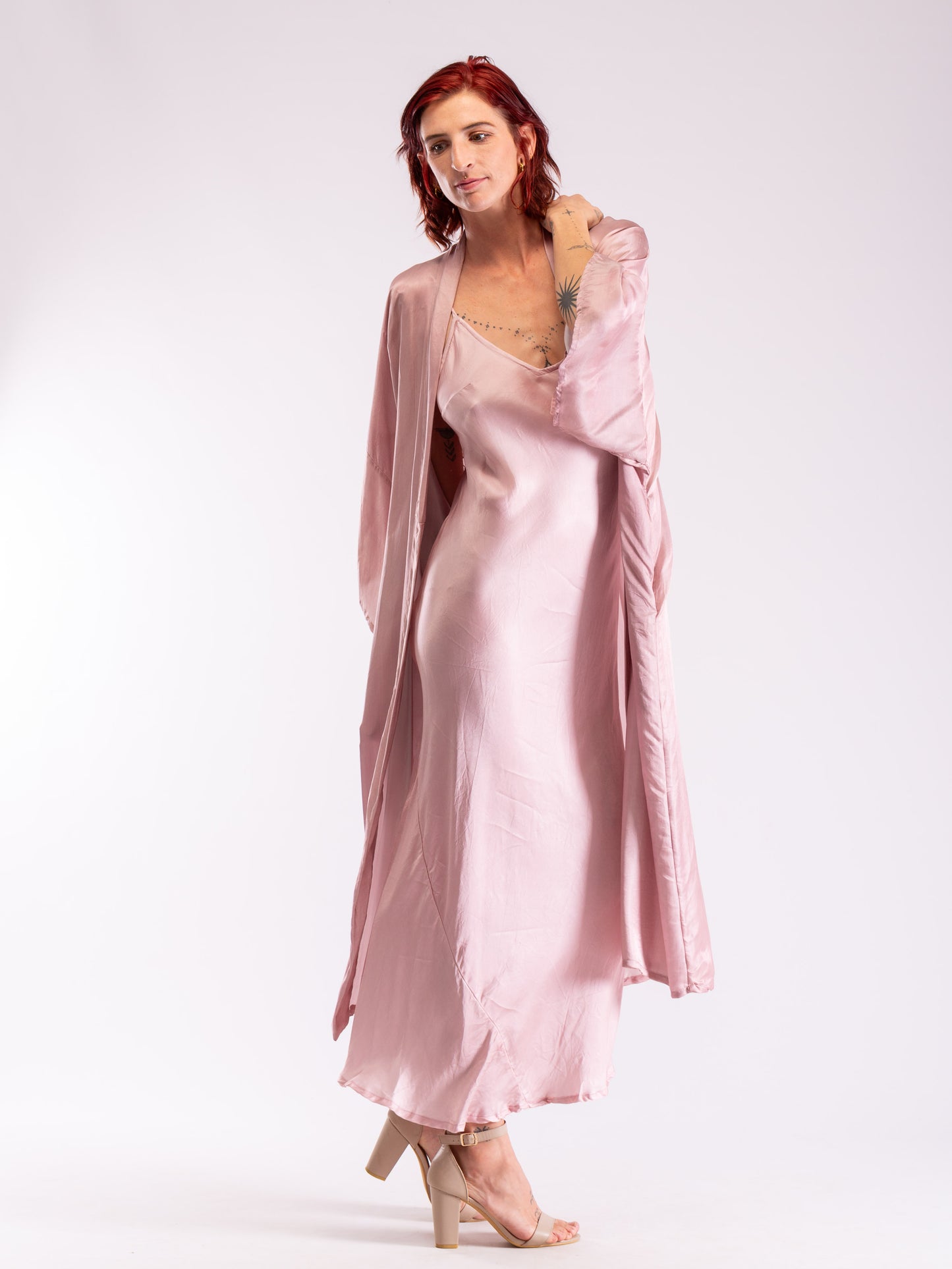 Angel Wings long kimono shell pink