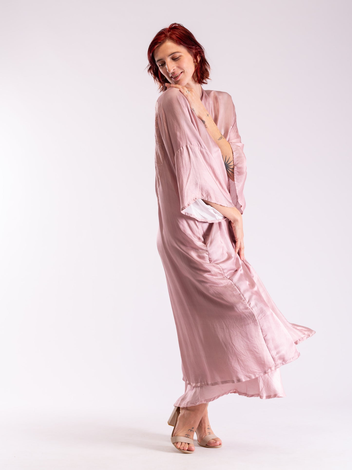 Angel Wings long kimono shell pink