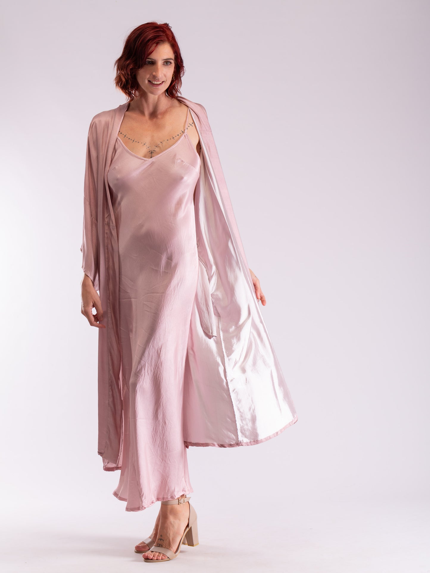 Angel Wings long kimono shell pink