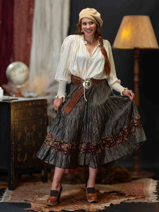 Catalina Tiered Skirt Mocha