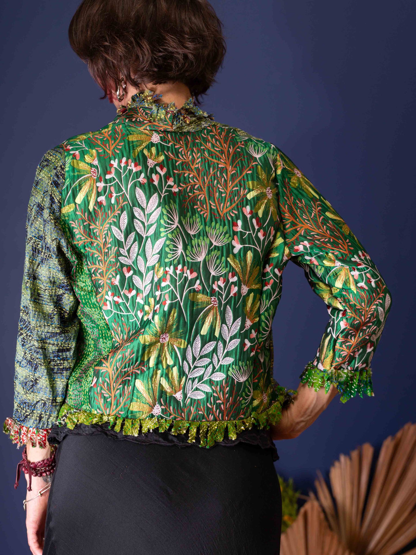 Posh & Patch Silk Collage Jacket Oriental Emerald. Size 12
