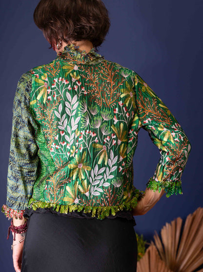 Posh & Patch Silk Collage Jacket Oriental Emerald. Size 12