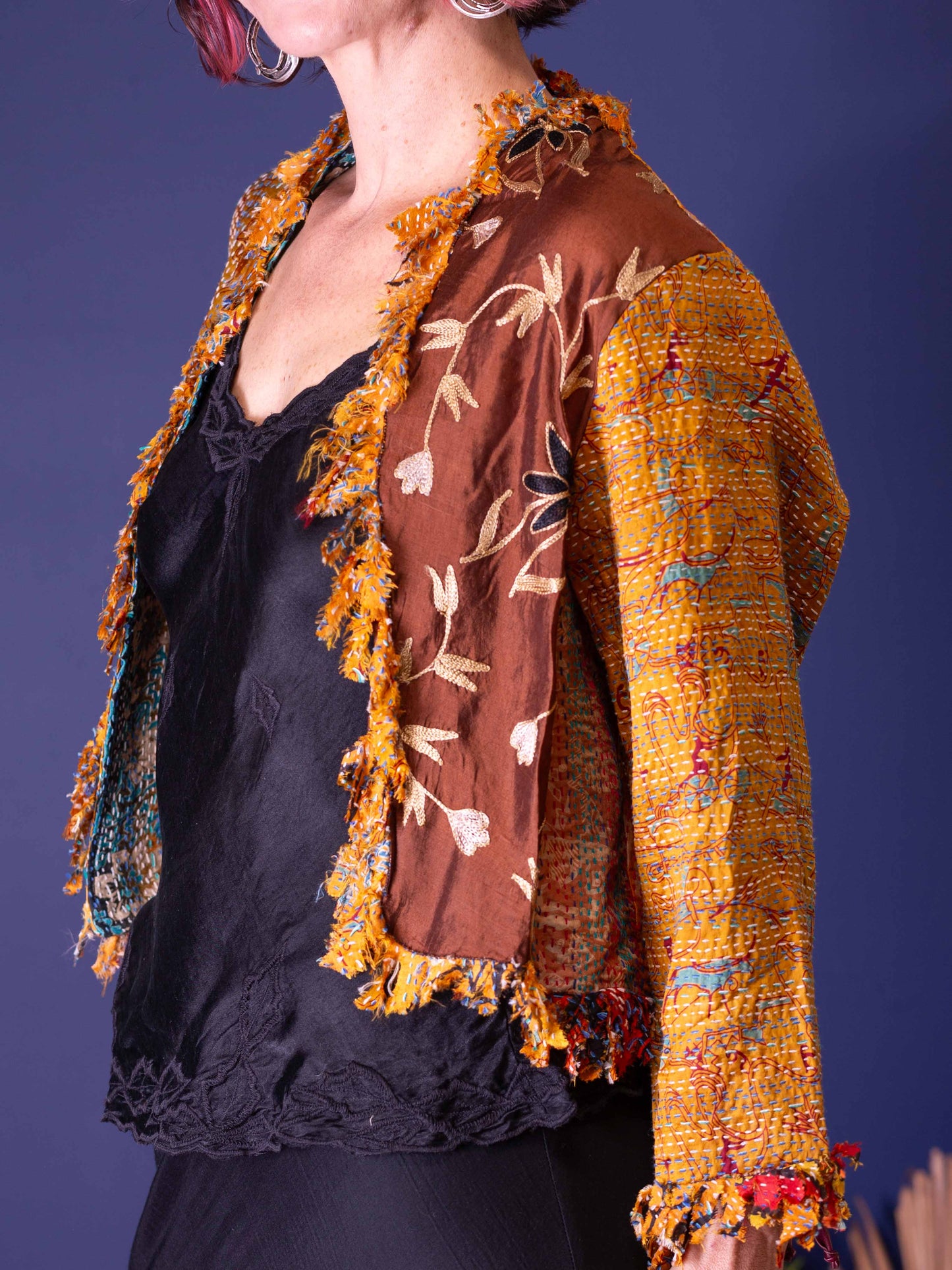 Posh & Patch Silk Collage Chestnut Jacket Size 14