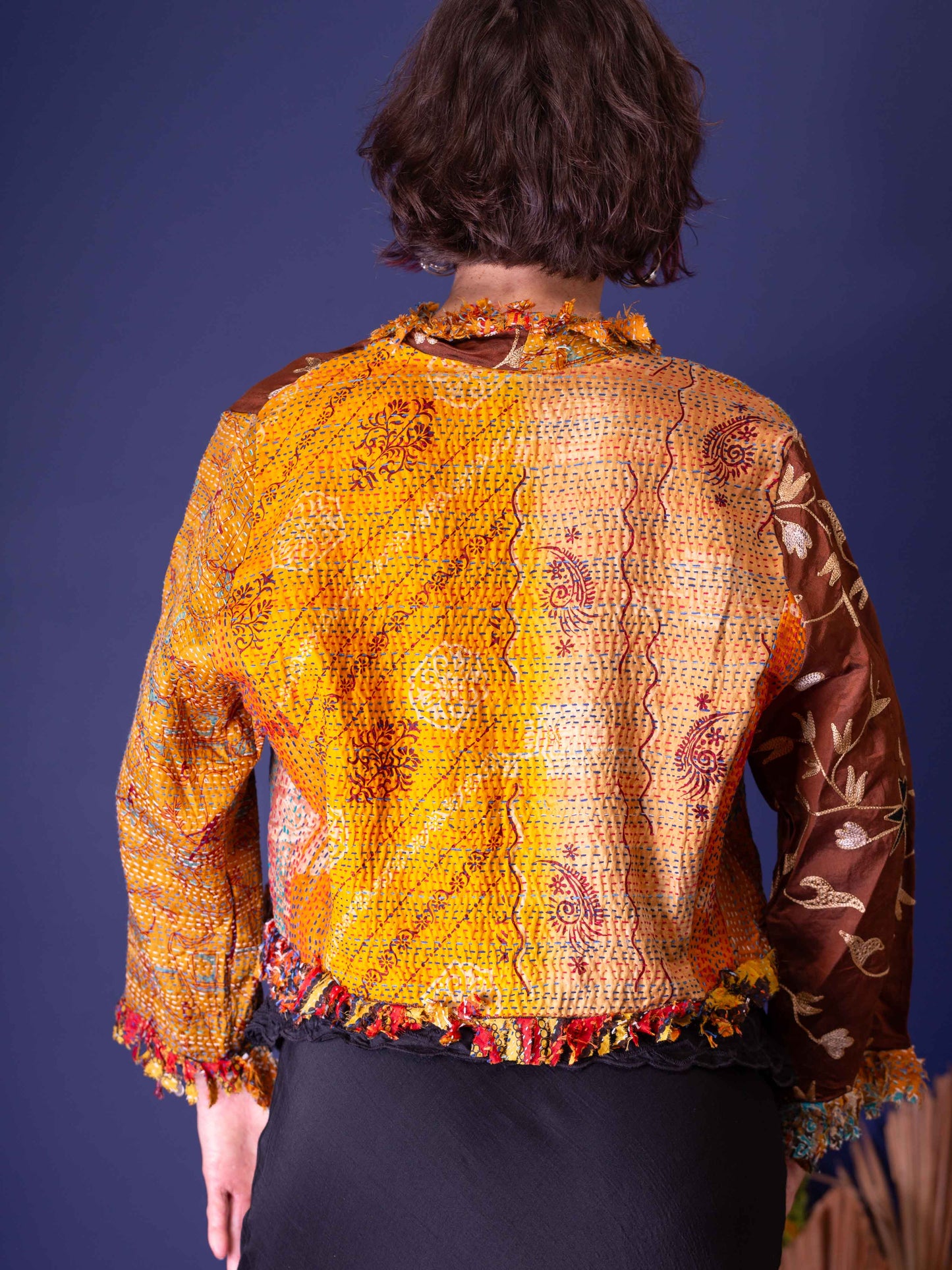 Posh & Patch Silk Collage Chestnut Jacket Size 14