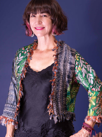 Posh & Patch Silk Collage Jacket Oriental Emerald. Size 10