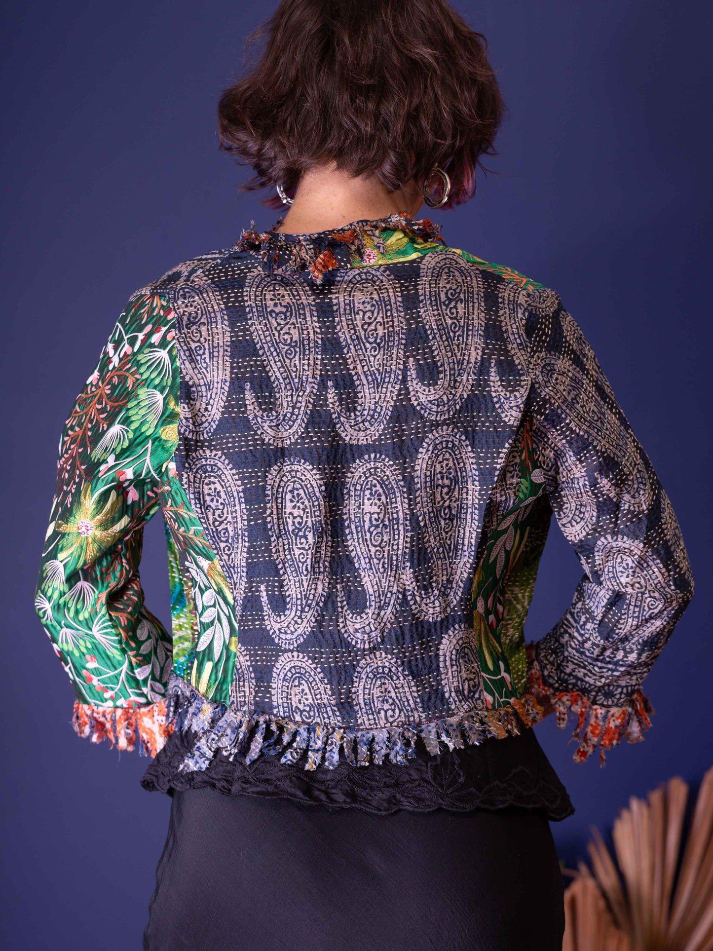 Posh & Patch Silk Collage Jacket Oriental Emerald. Size 10