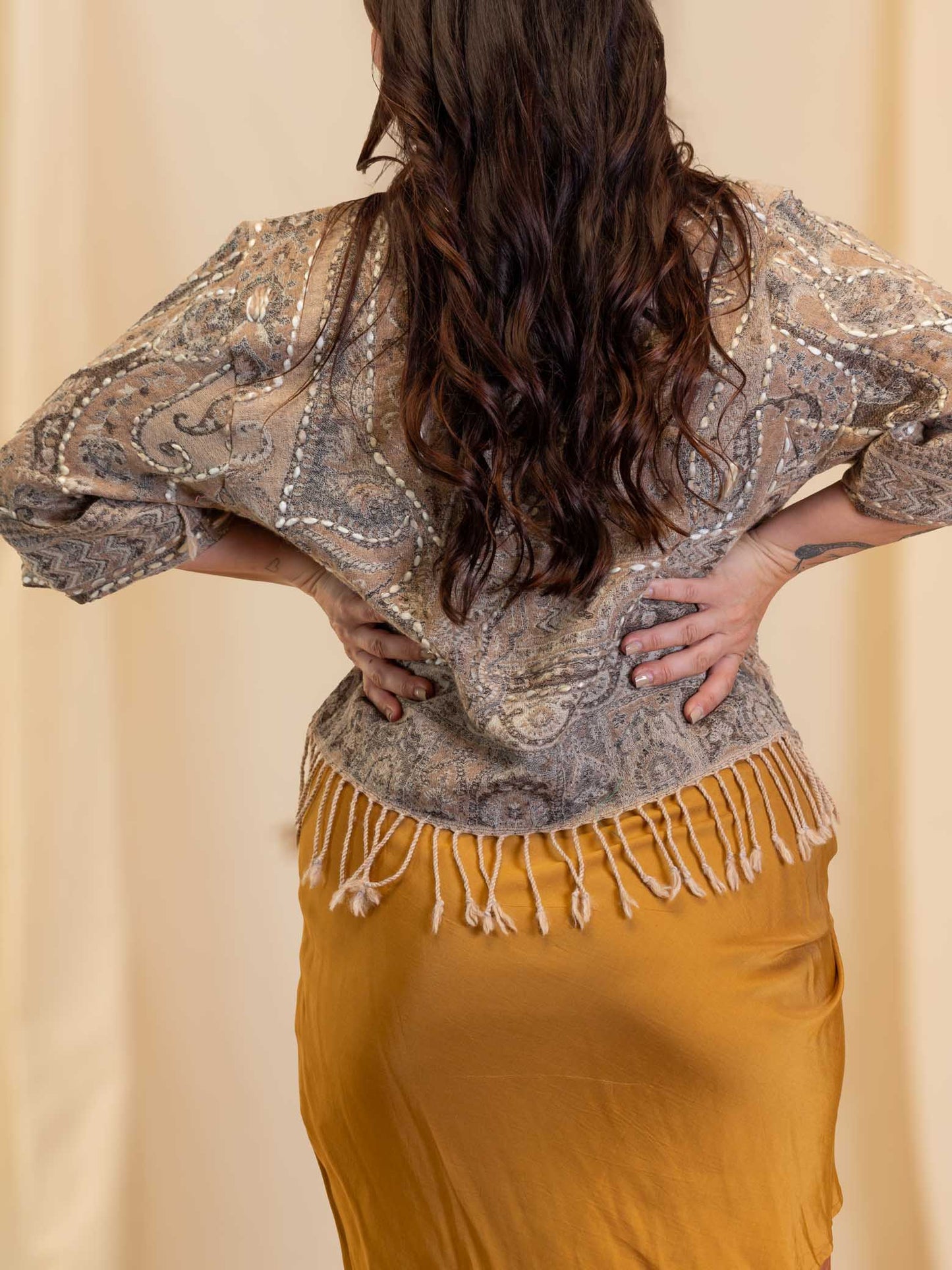 Kashmiri soft fringed wool jacket. Feather Size 14