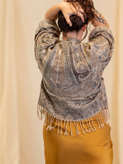 Kashmiri soft fringed wool jacket. Feather Size 14