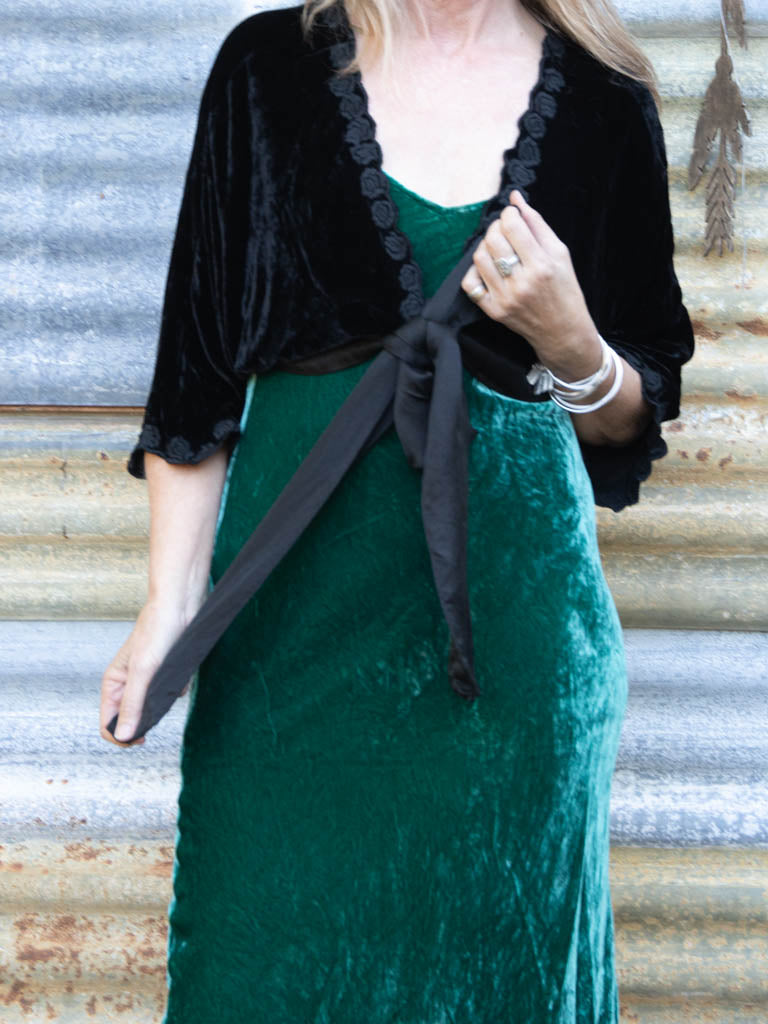 Silk Velvet Slip Maxi Xmas Green