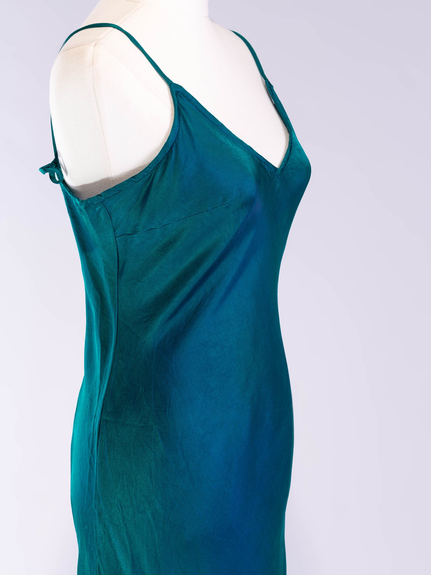 Marilyn Silk Satin Slip Long Turquoise