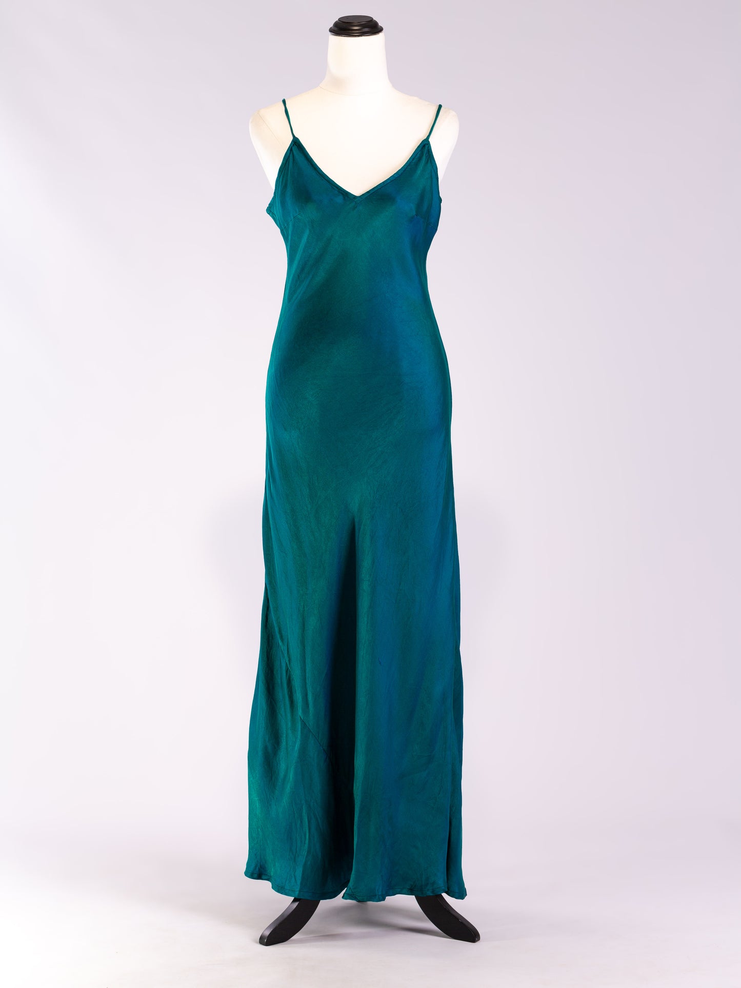 Marilyn Silk Satin Slip Long Turquoise