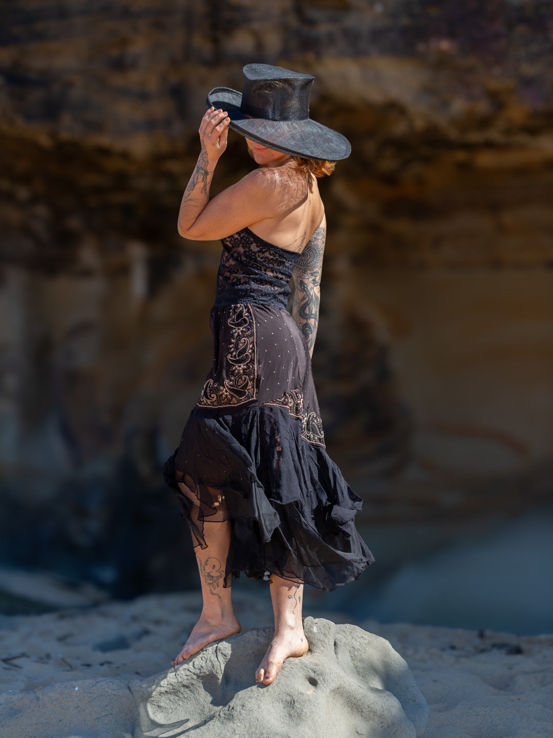 Silk & Sheer Tiered Ruffle Skirt "Paisley Gala"