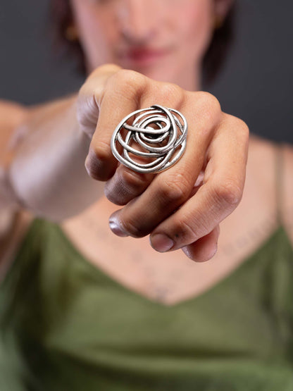 Model wearing Turkish silver ring