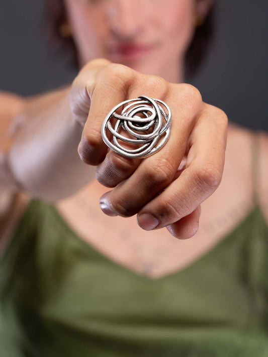 Model wearing Turkish silver ring