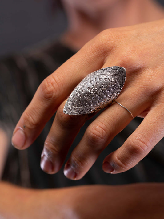 Model wearing Turkish silver ring