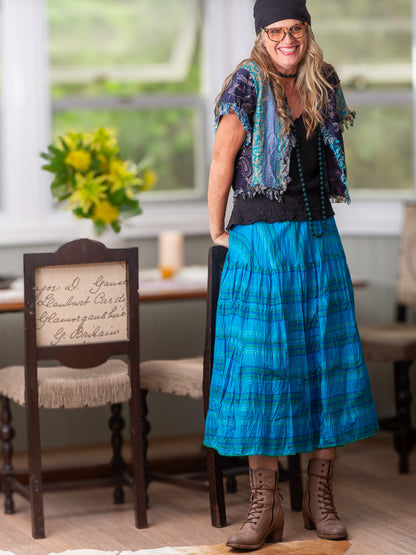 Catalina Tiered Skirt Azure