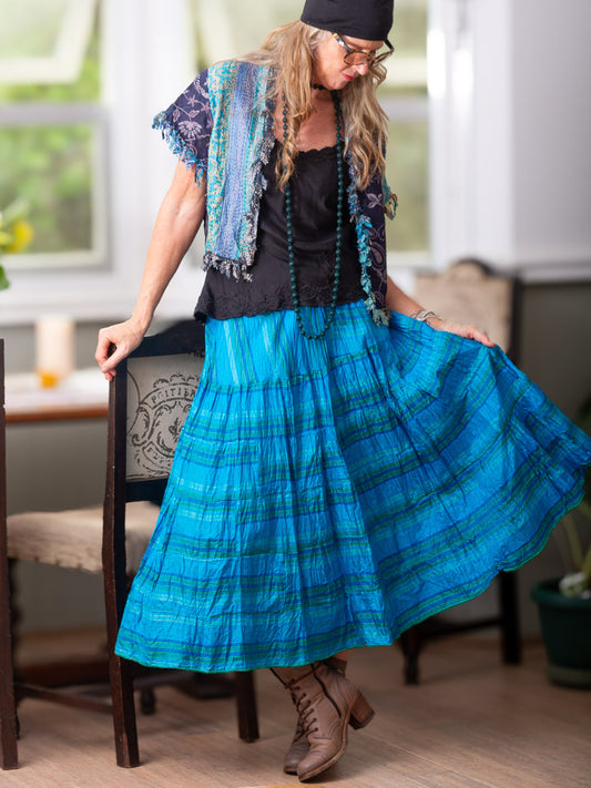 Catalina Tiered Skirt Azure