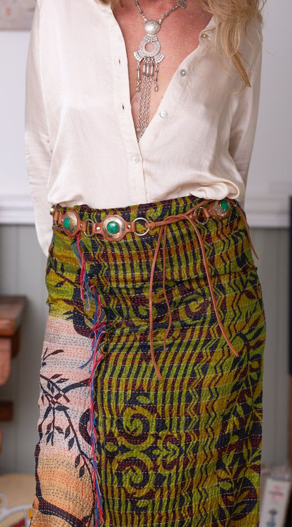 Yacht club skirt - tribal green size 10