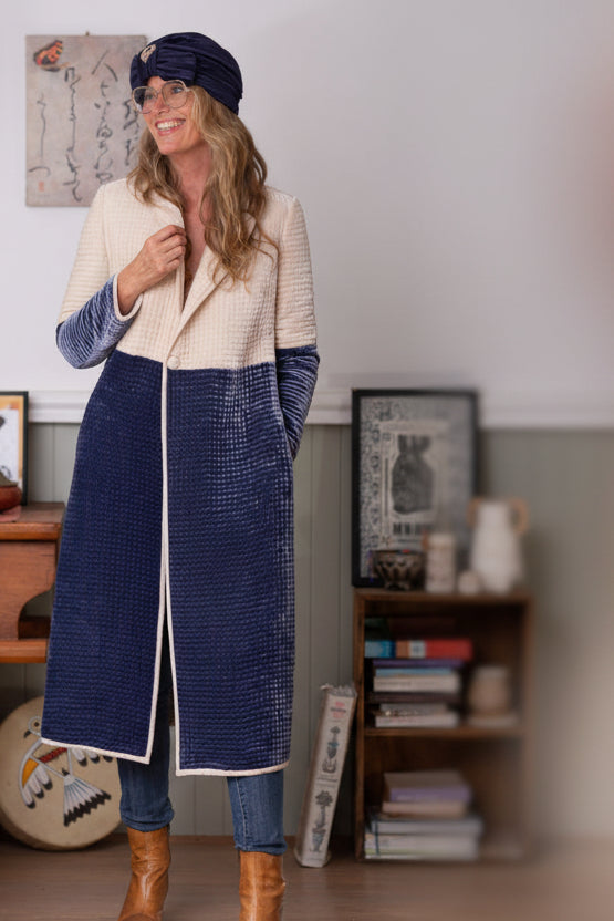 Quilted Silk Velvet Coat