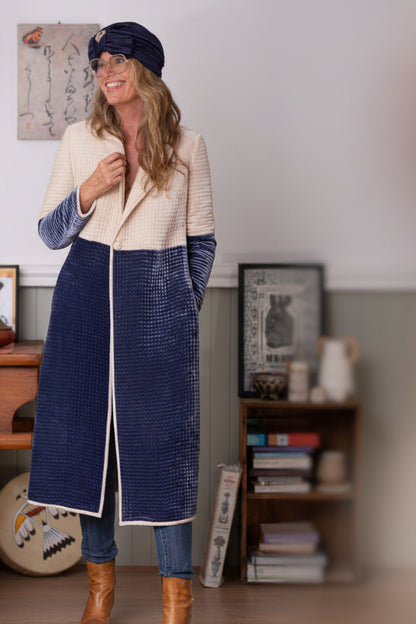 Quilted Silk Velvet Coat