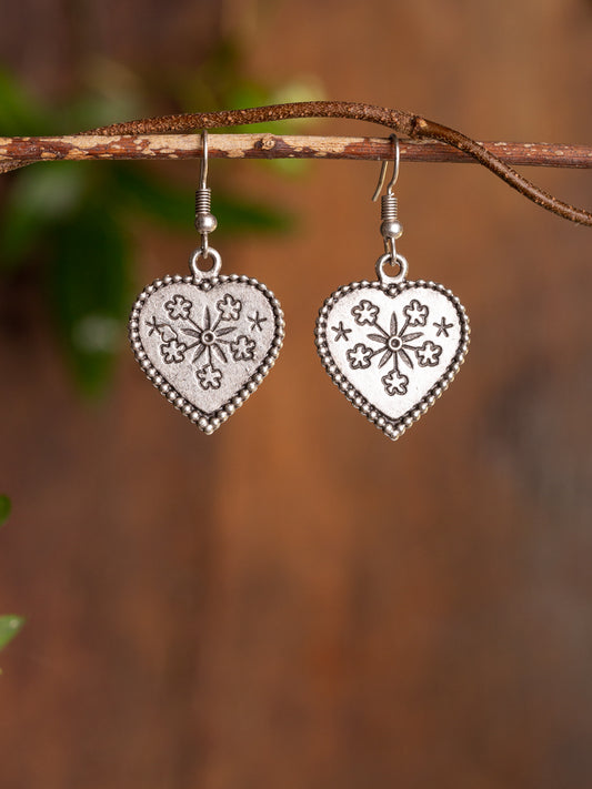 Heart shaped silver earrings