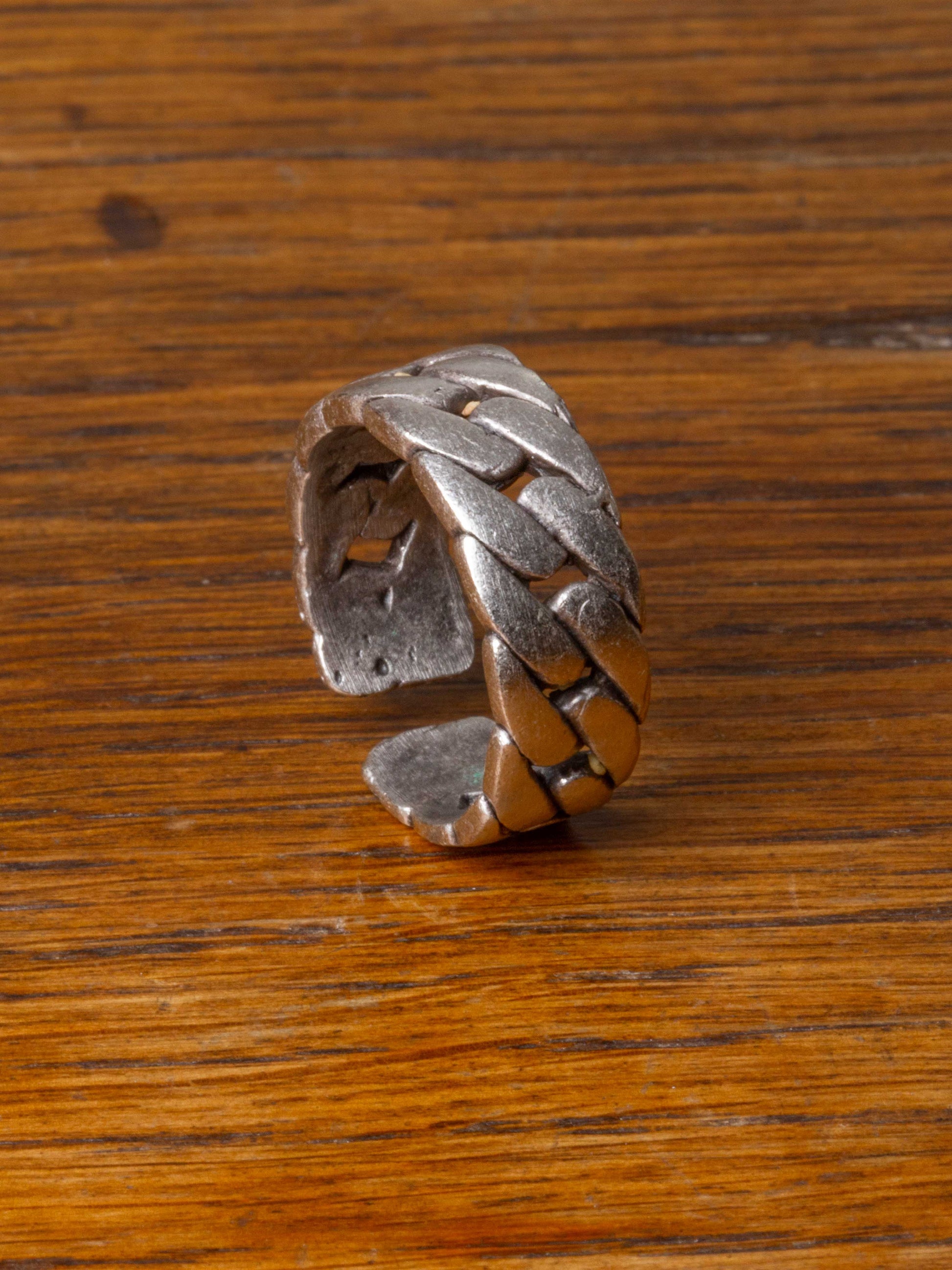 flattened chain lnk ring silver