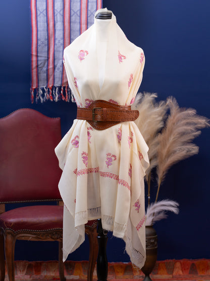 Large Hand Embroidered Vintage Wool Shawl