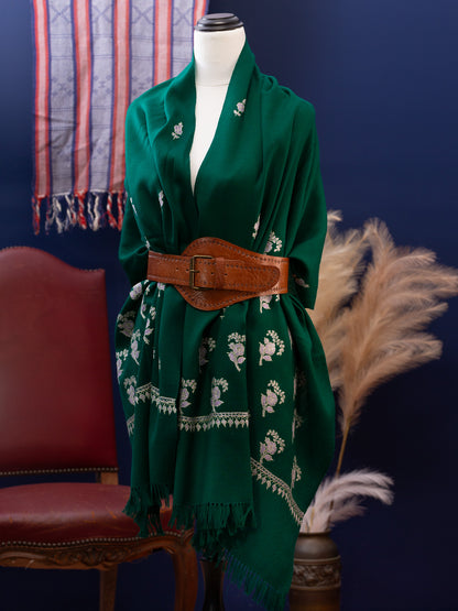 Large Hand Embroidered Vintage Wool Shawl