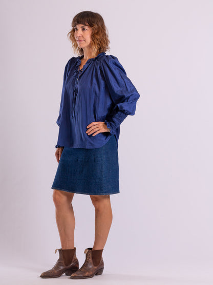 Daisy Silk Shirt – French Navy
