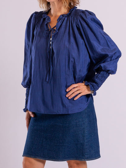 Daisy Silk Shirt – French Navy