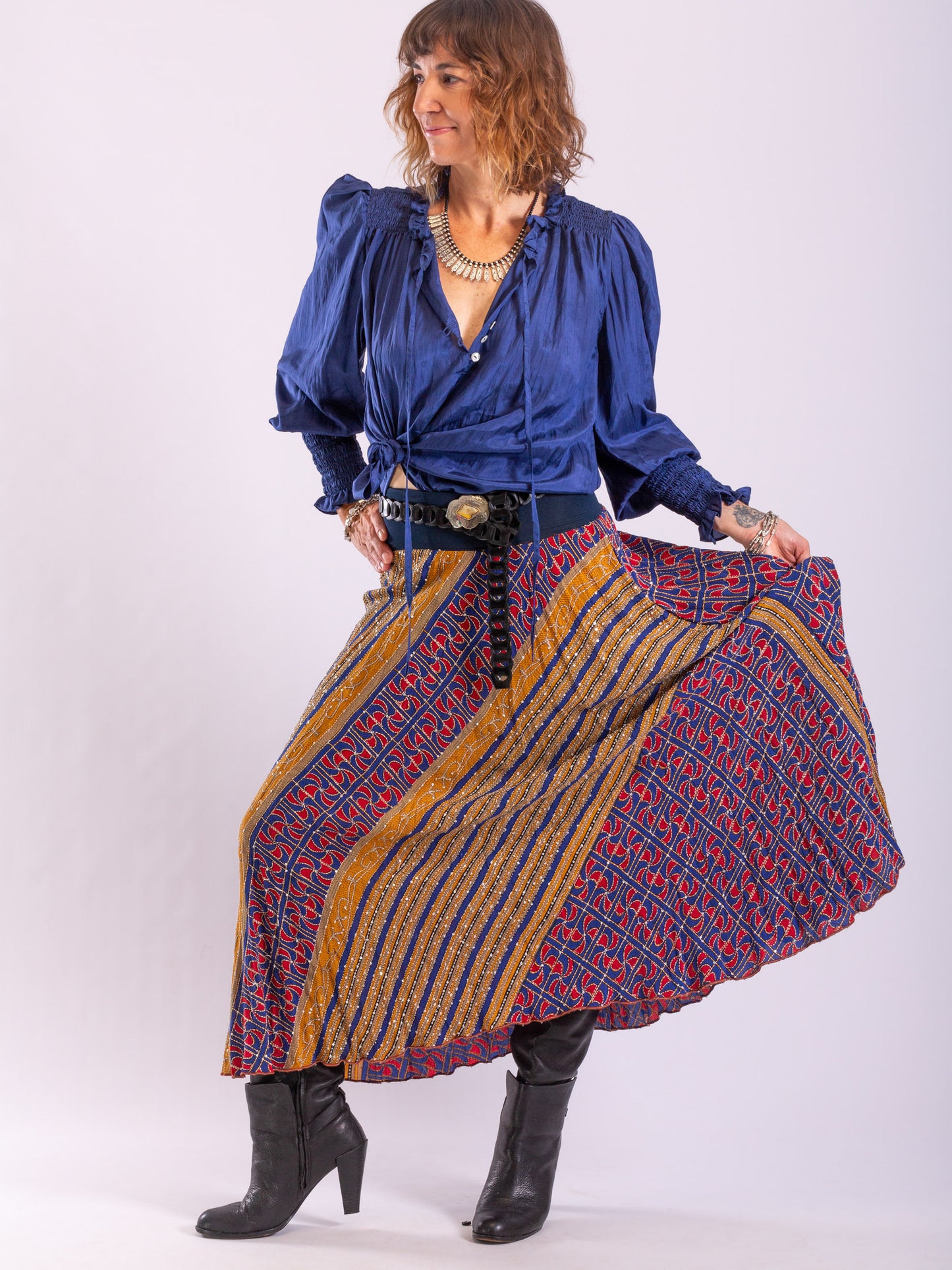 Daisy Silk Shirt – French Navy