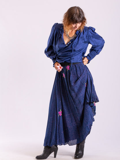 Daisy Silk Shirt – French Navy