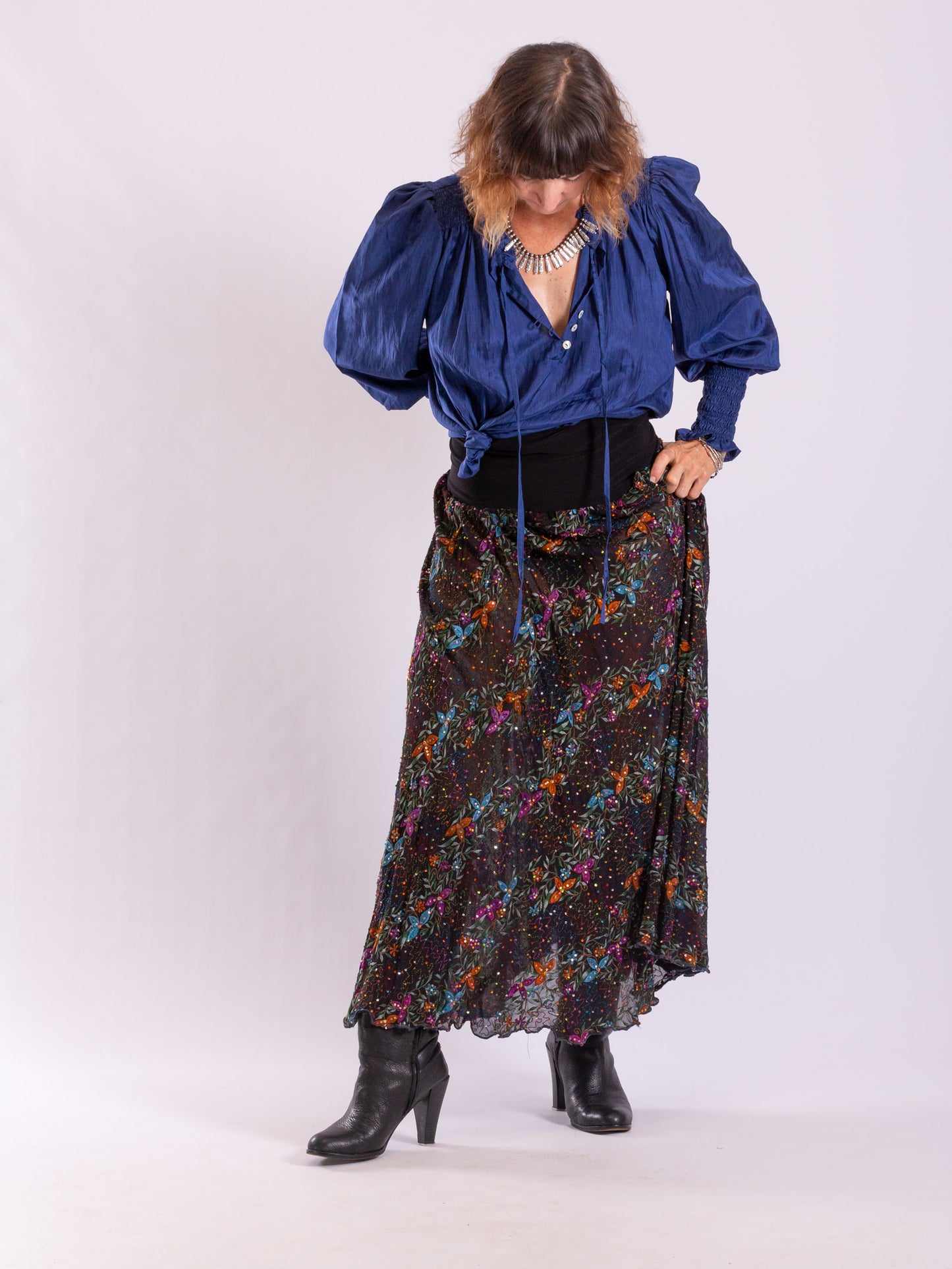 Pure silk sheer Georgette Phoenix Rises