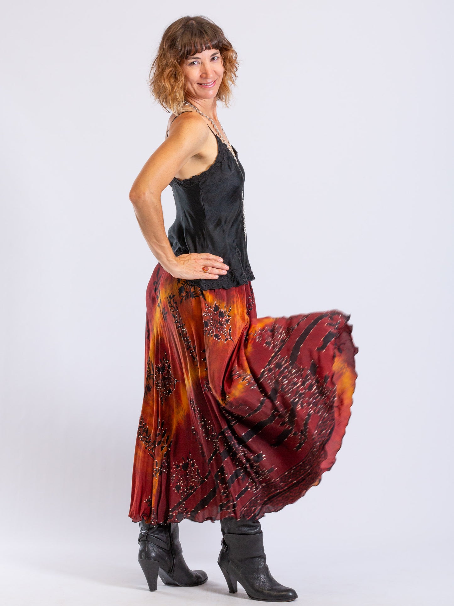 Russet Vine Sacred Stitch Silk Skirt